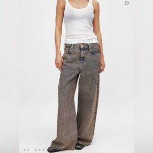 Na-Kd Blue Dirty Wash Wide-Leg Jeans – Size 8